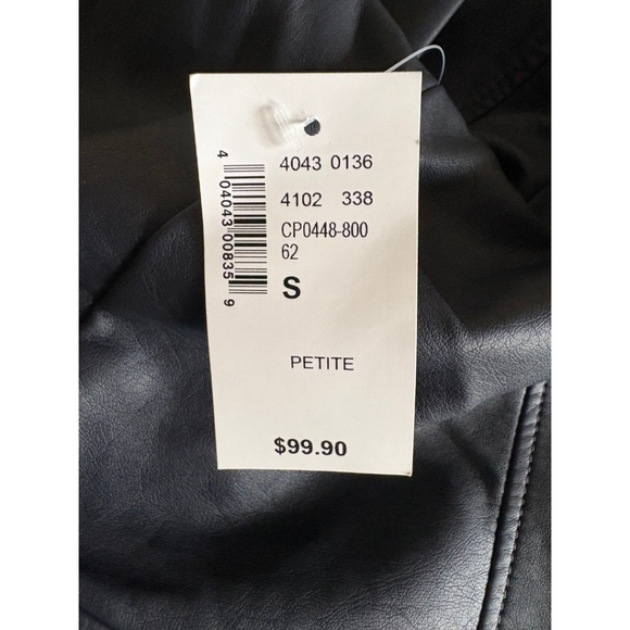 Cleo Petites Navy Faux Leather Quilted Moto Jacket NWT (S/P) - Picture 14 of 14